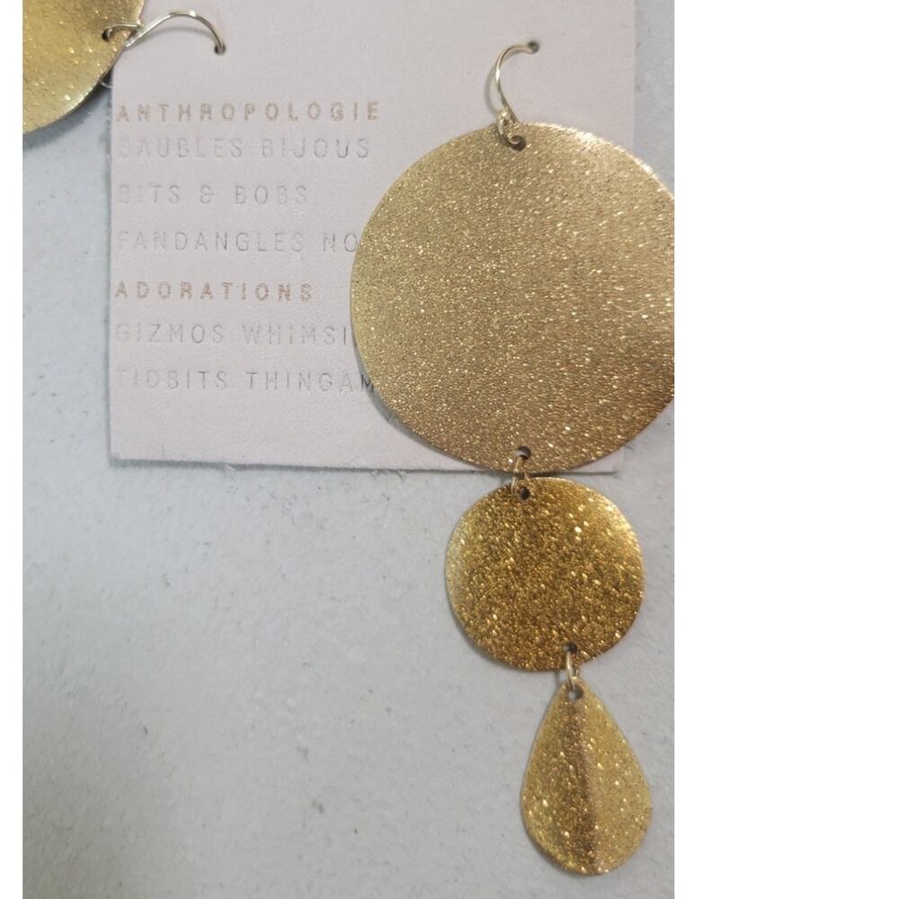 Anthropologie Earrings Gold Round Dangle Earrings NWT Retails $35.00 - Picture 3 of 5